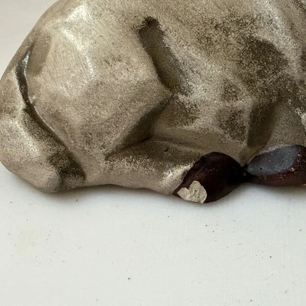 Vintage Japan Nativity Lamb Sheep Figurine Lying Down 2.75”Lx2”H Hand Painted